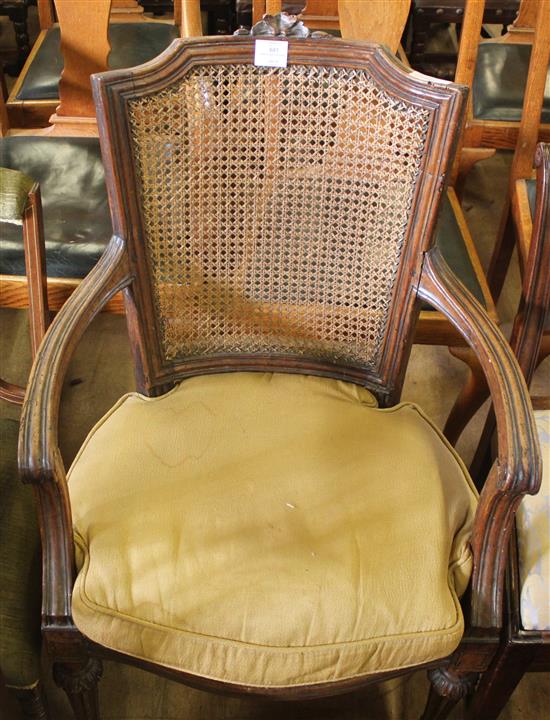 French caned fauteuil